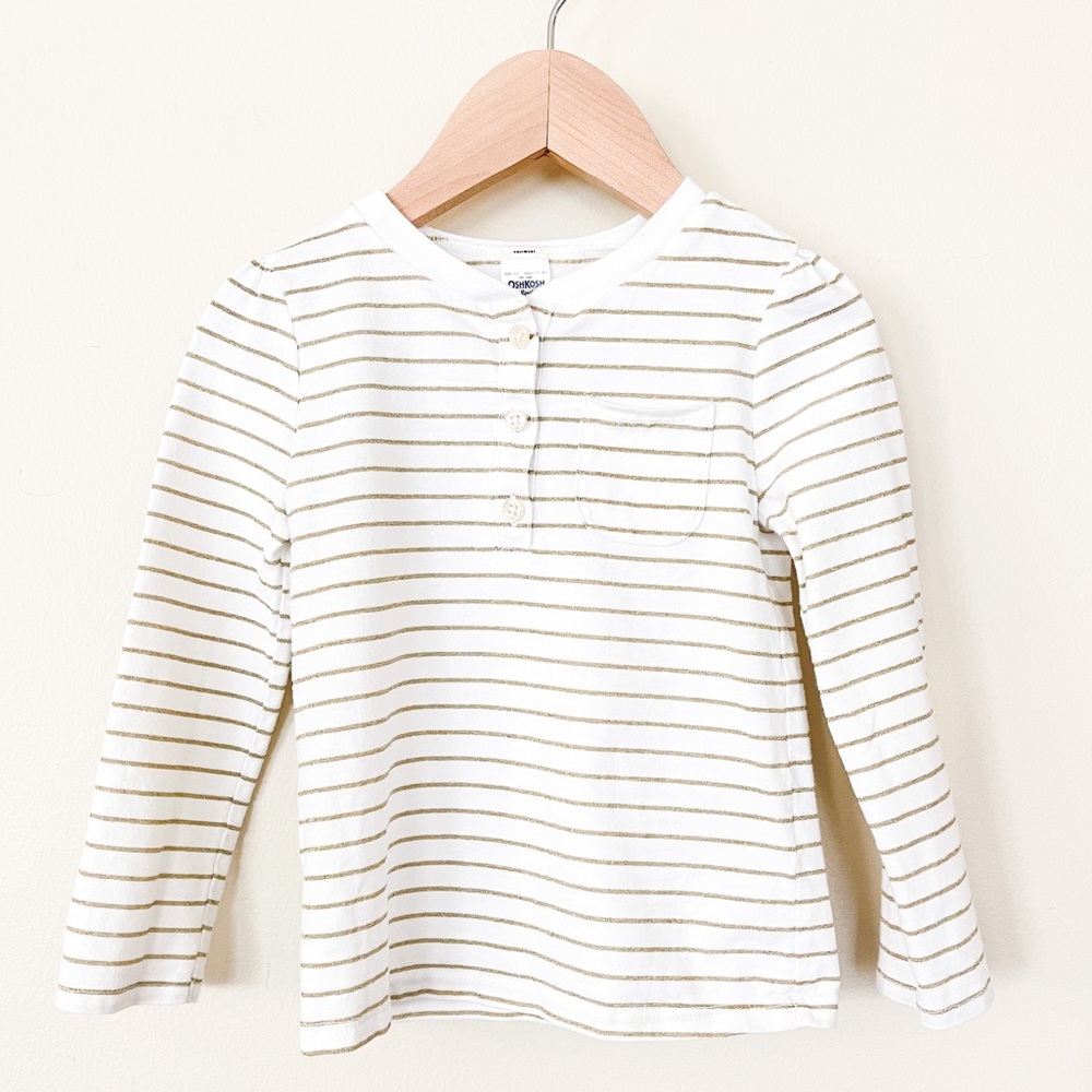 Oshkosh | Toddler Girl Long Sleeve Shirt Gold and White Size 3T